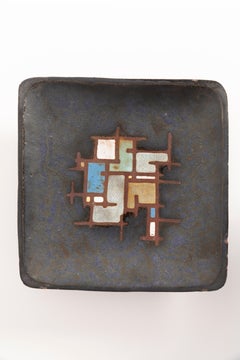 Vintage Dark Decorative Ceramic Plate, Belgium, 1960s