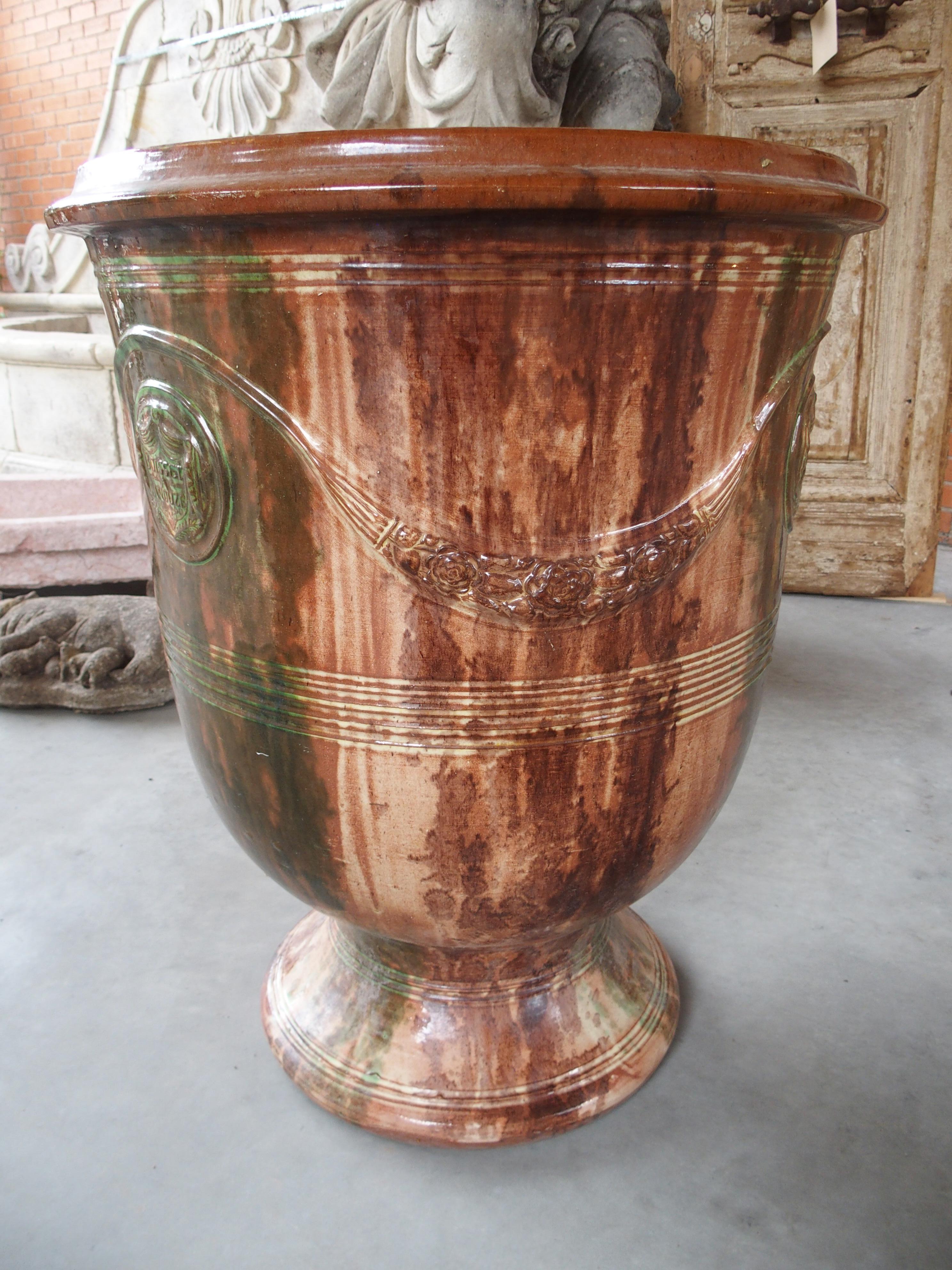 Pot à Anduze français vintage à glaçure flamme foncée par Boisset en vente 4