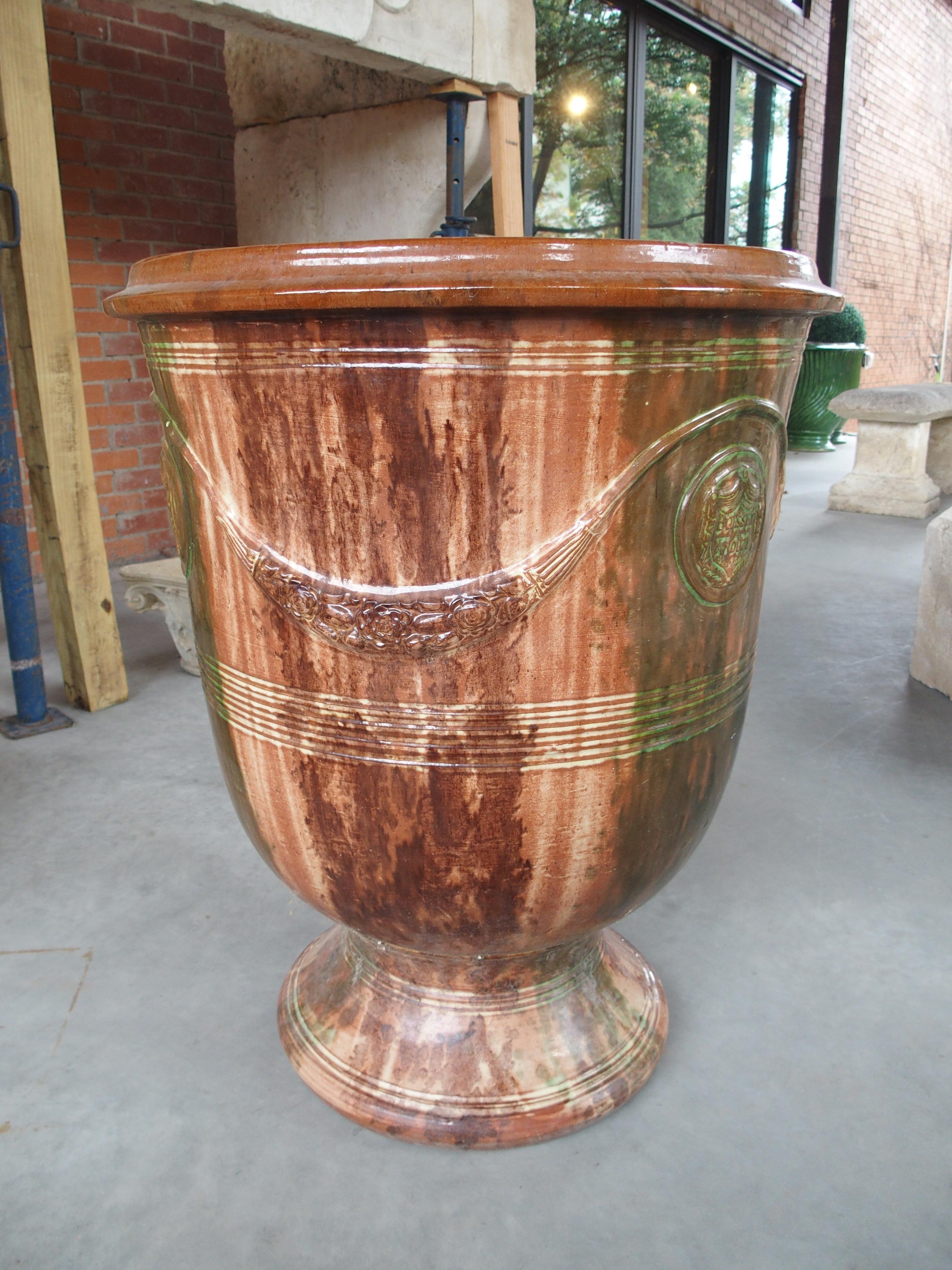 Pot à Anduze français vintage à glaçure flamme foncée par Boisset en vente 6