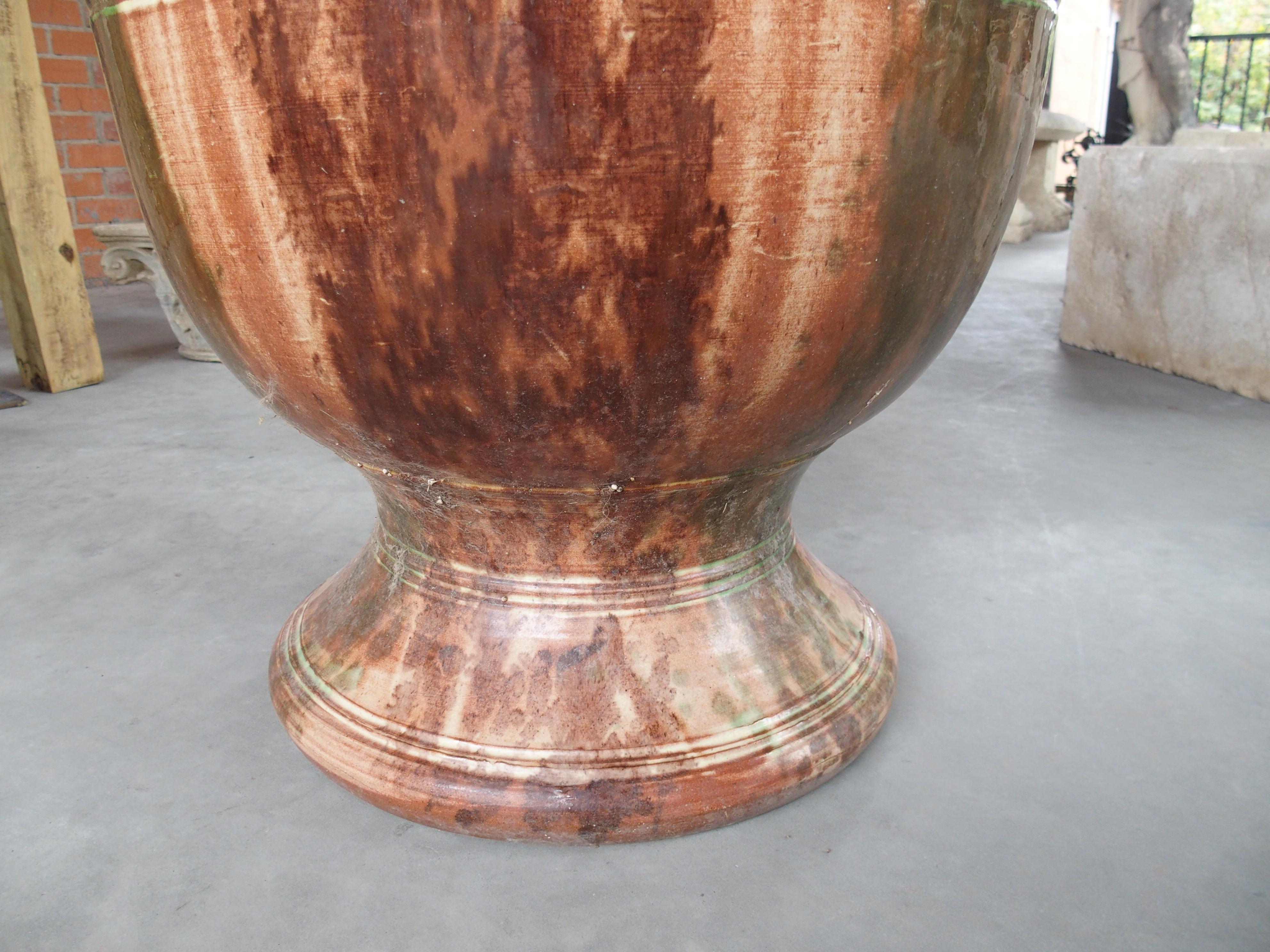 Vernissé Pot à Anduze français vintage à glaçure flamme foncée par Boisset en vente