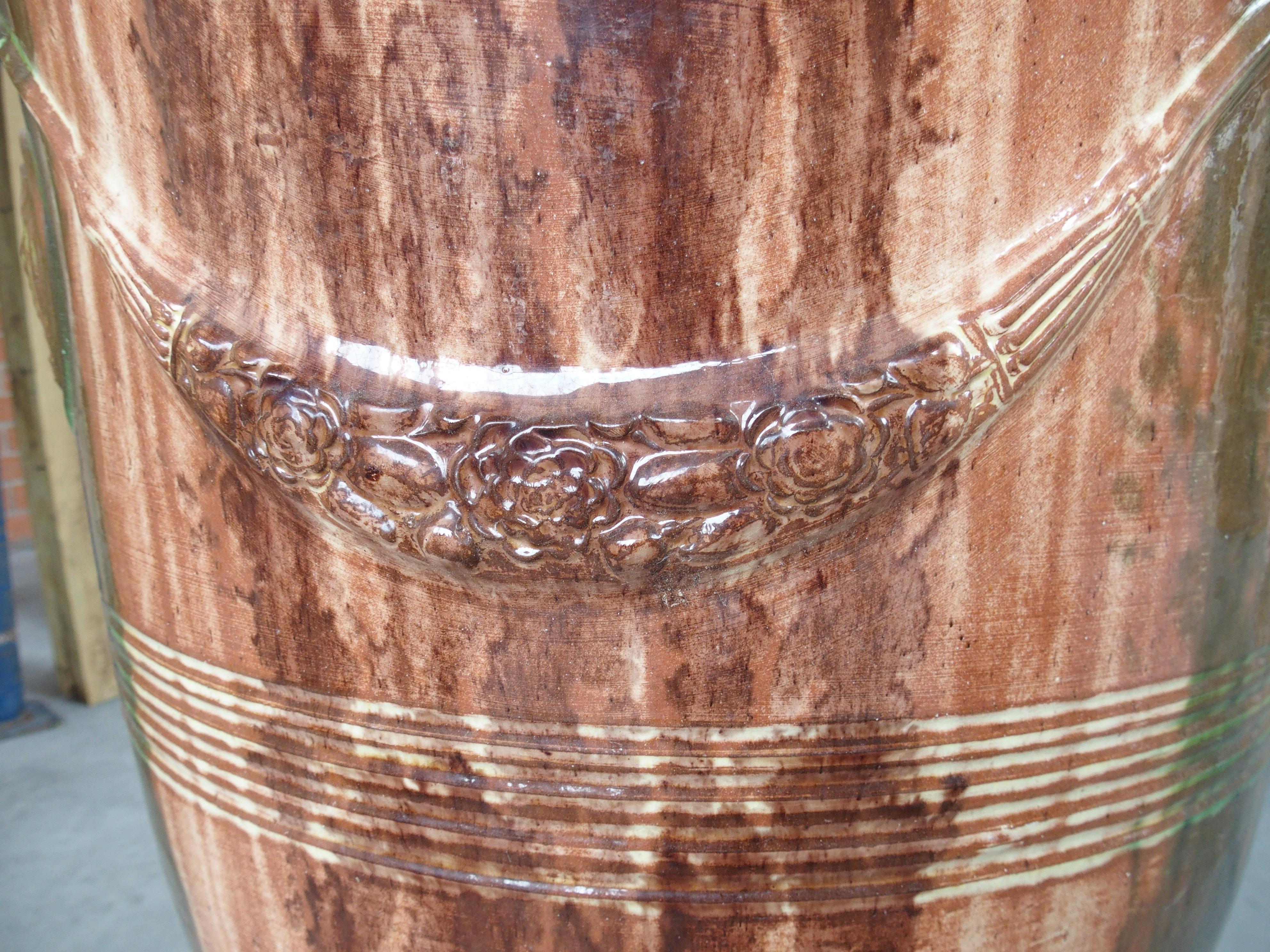 Pot à Anduze français vintage à glaçure flamme foncée par Boisset Bon état - En vente à Dallas, TX