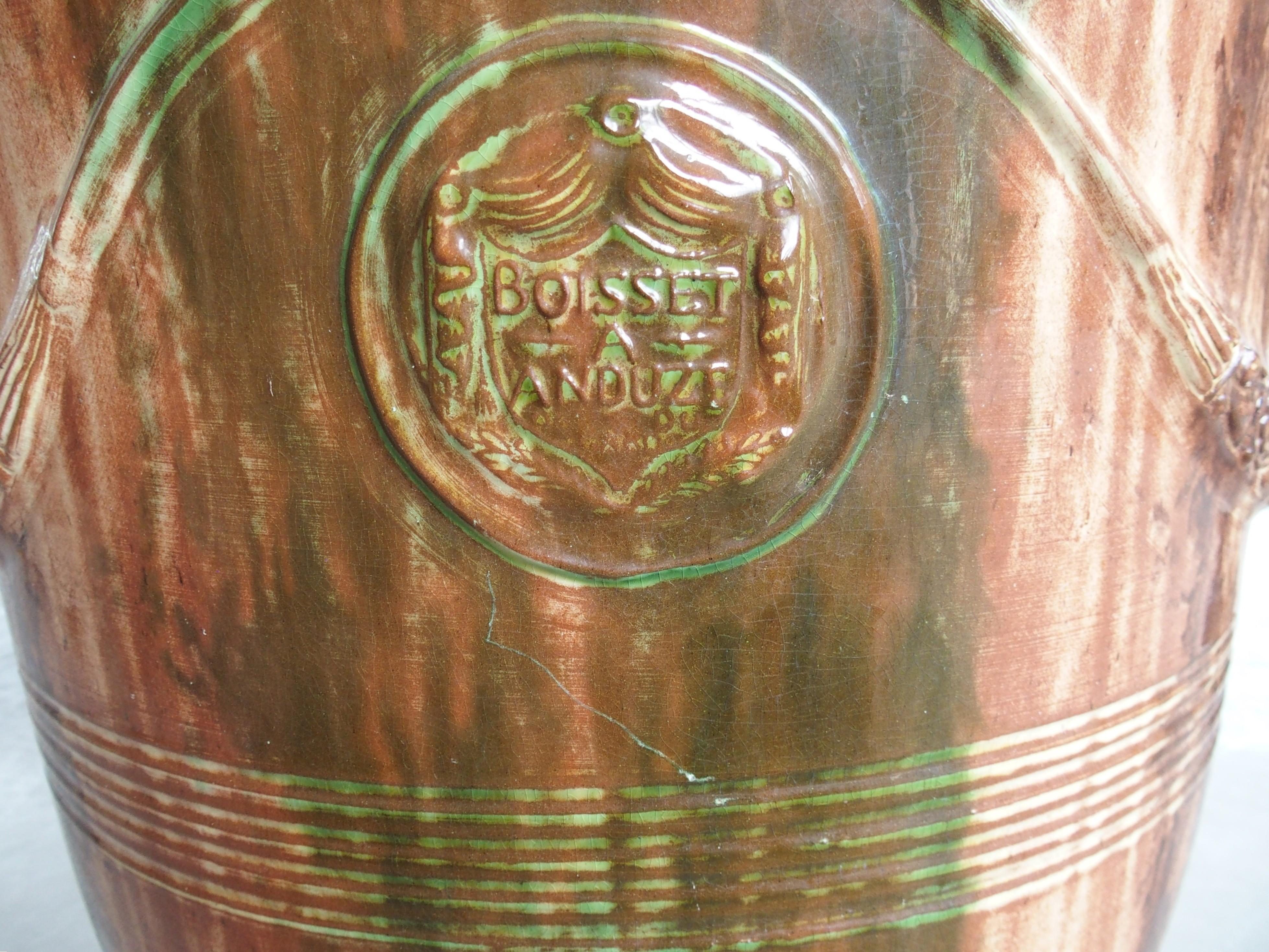 Pot à Anduze français vintage à glaçure flamme foncée par Boisset en vente 2