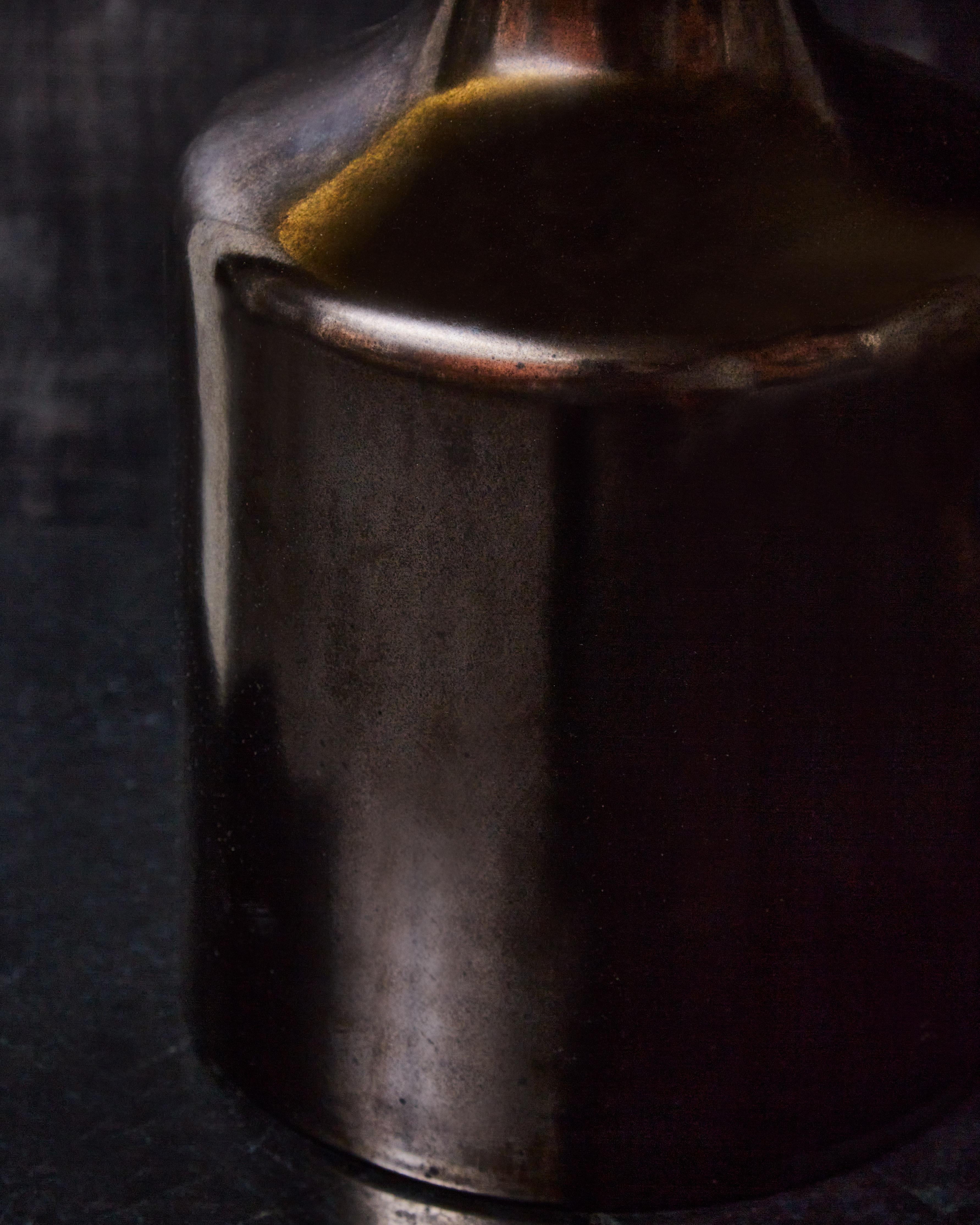 Dunkel glasierte Keramik-Tischlampe, Vintage (Ende des 20. Jahrhunderts) im Angebot