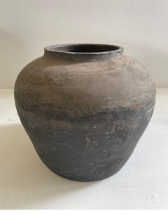 Vintage Dark Gray Oil Pottery Vase
