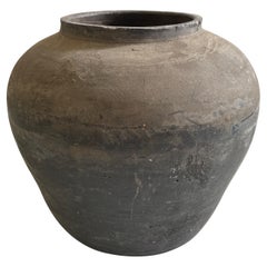 Vintage Dark Gray Oil Pottery Vase