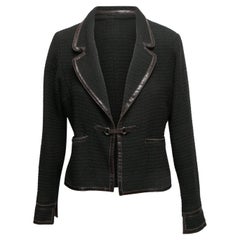 Vintage Dunkelgrüner Chanel Herbst/Winter 2000 Wollblazer Größe FR 46