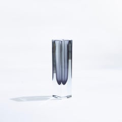 Vintage Dark Green Faceted Sommerso Murano Glass Vase