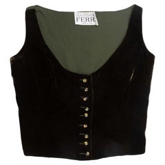 Vintage Dark Green Gianfranco Ferre Velvet Vest Top Size US S