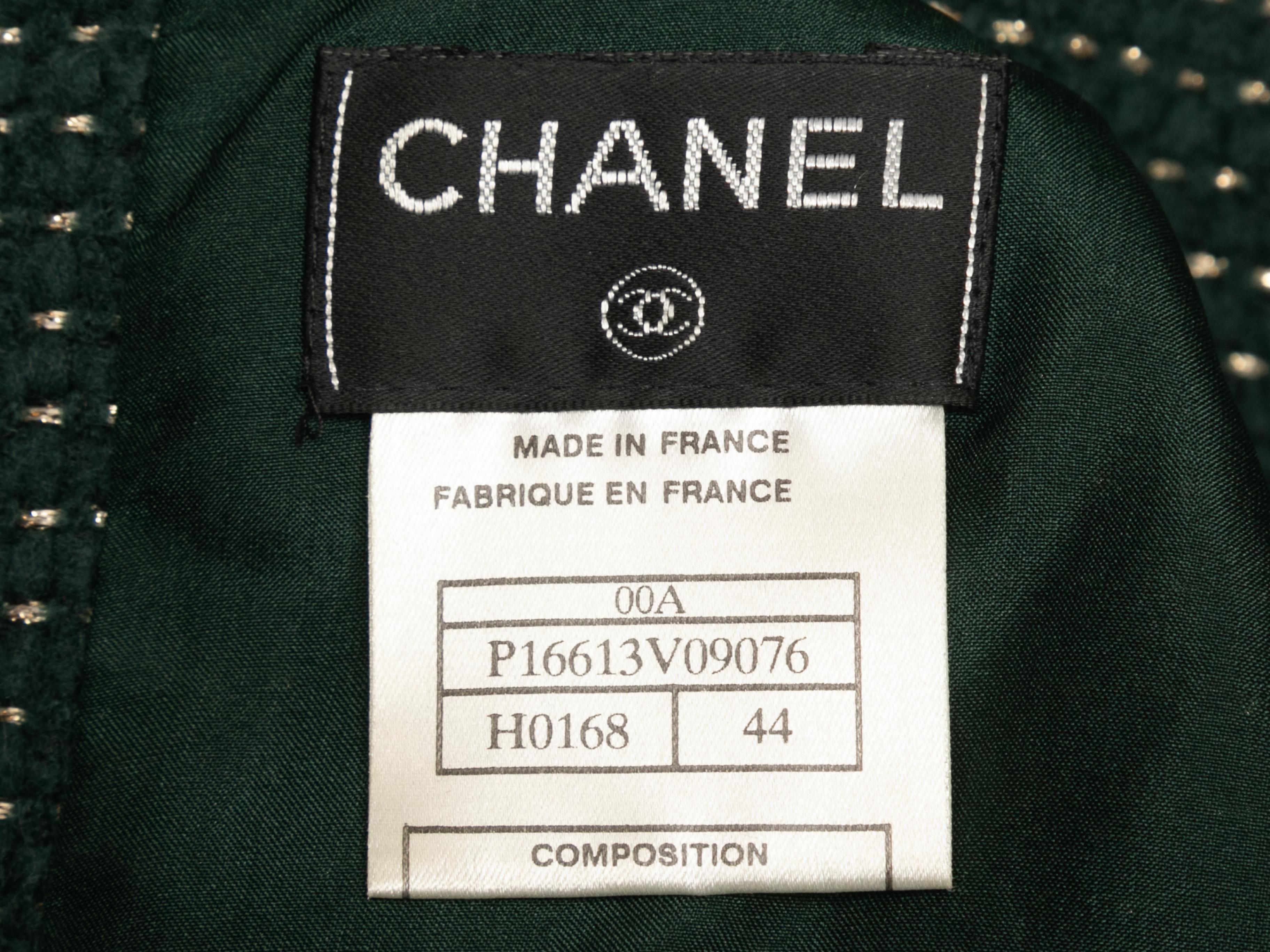 Vintage Dark Green & Gold Chanel Fall/Winter 2000 Wool Trousers Size FR 44 1