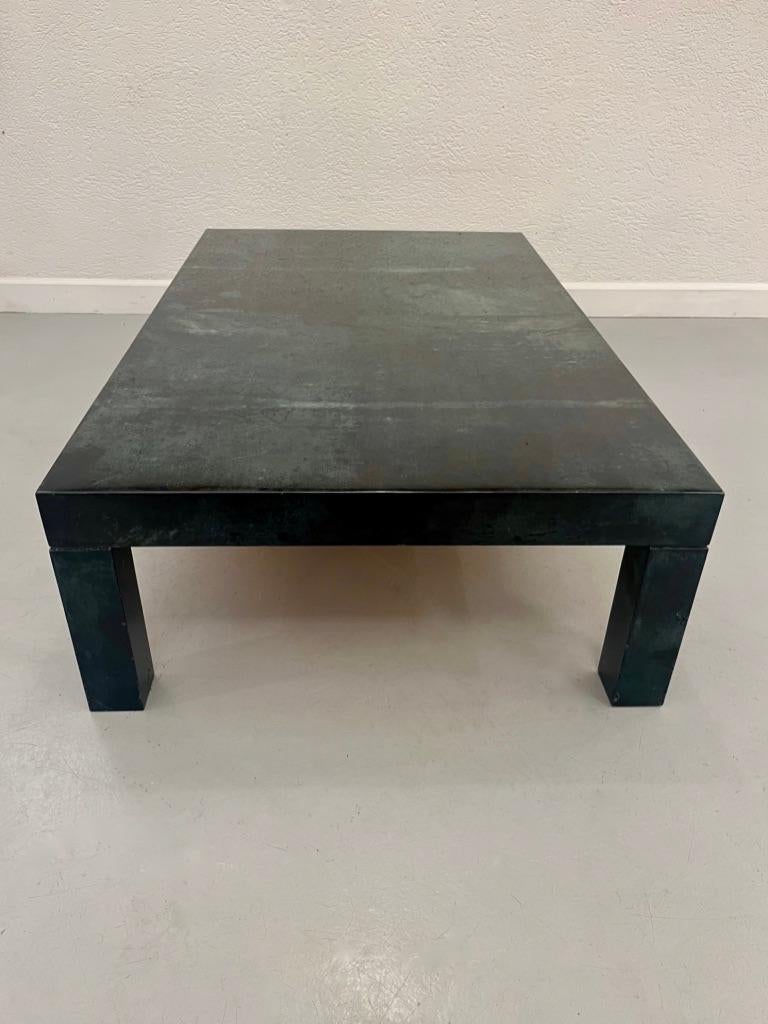 Vintage Dark Green Lacquered Goatskin Coffee Table by Aldo Tura, Italy ca. 1970s For Sale 4