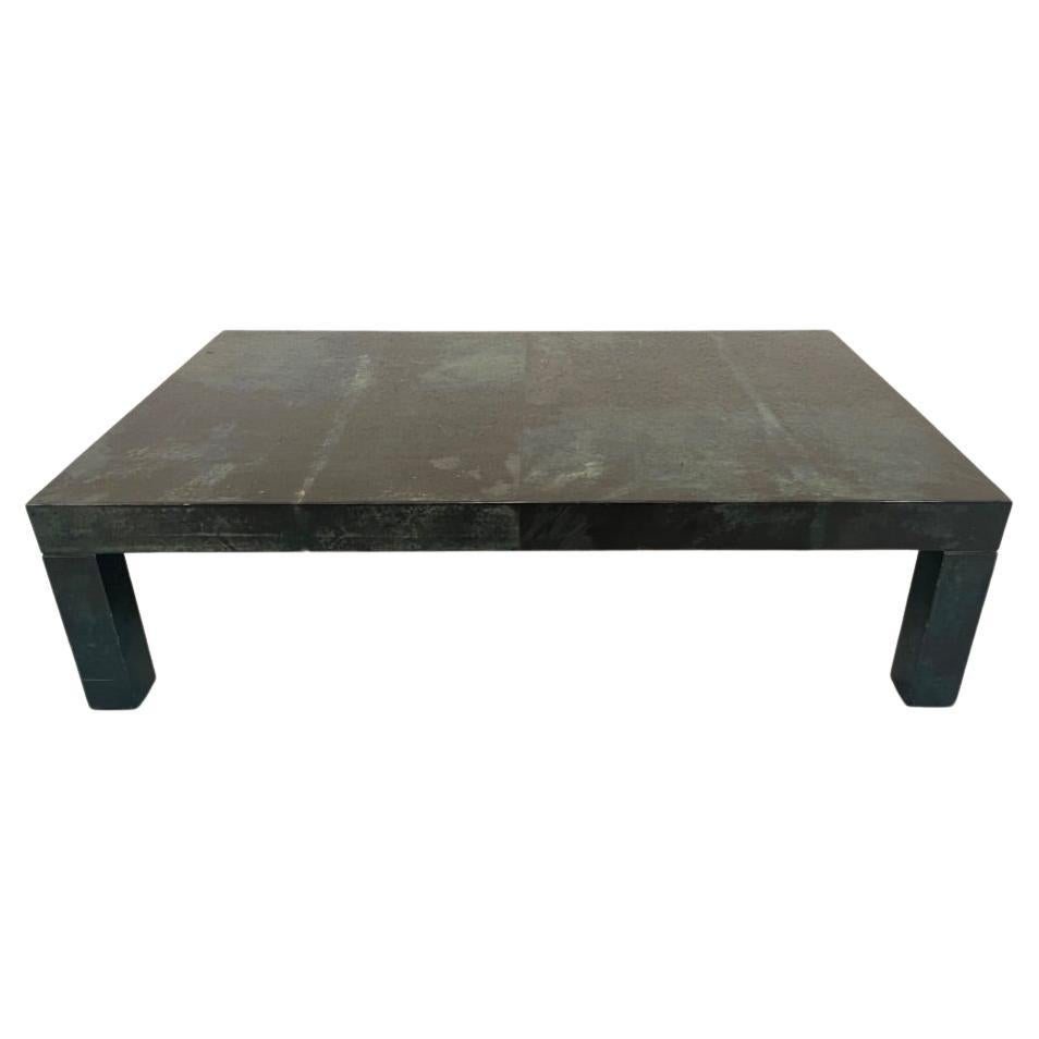 Vintage Dark Green Lacquered Goatskin Coffee Table by Aldo Tura, Italy ca. 1970s For Sale