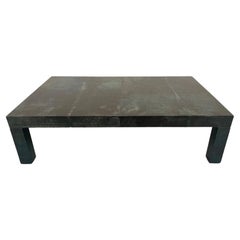 Vintage Dark Green Lacquered Goatskin Coffee Table by Aldo Tura, Italy ca. 1970s