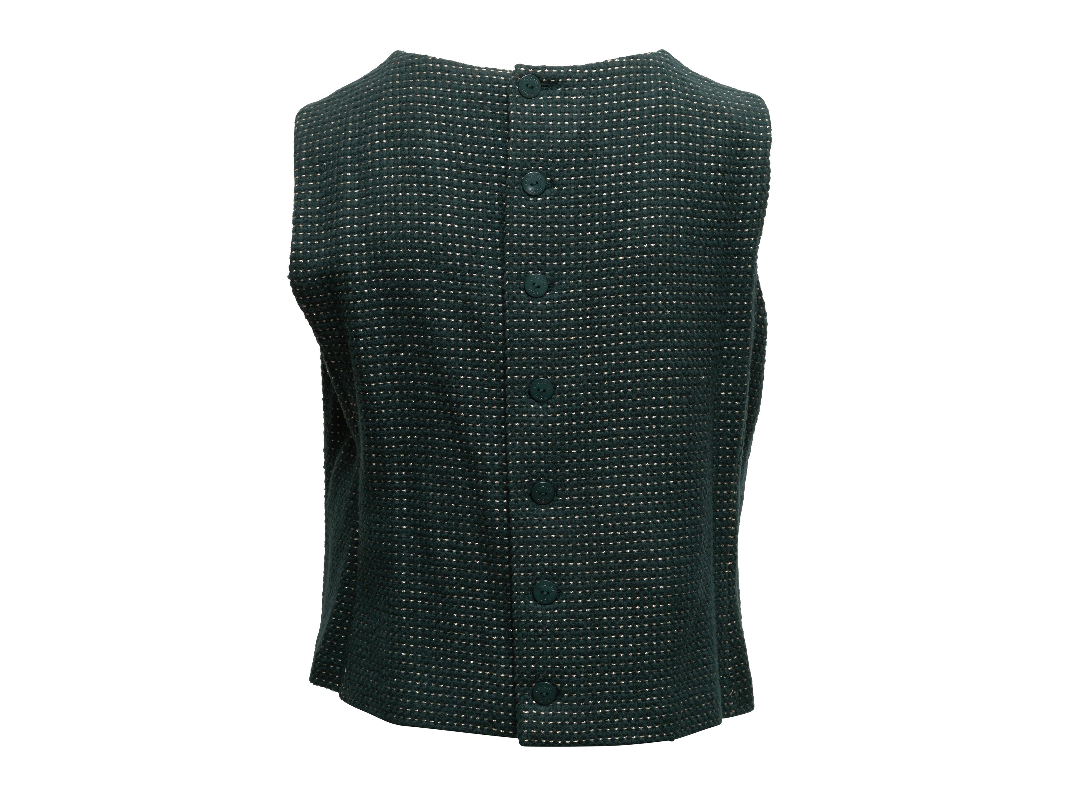 Vintage Dark Green & Multicolor Chanel Fall/Winter 2000 Wool Top Size FR 44 In Good Condition In New York, NY