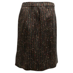 Vintage Dunkelgrün & Multicolor Hermes Boucle Wolle Rock Größe FR 42