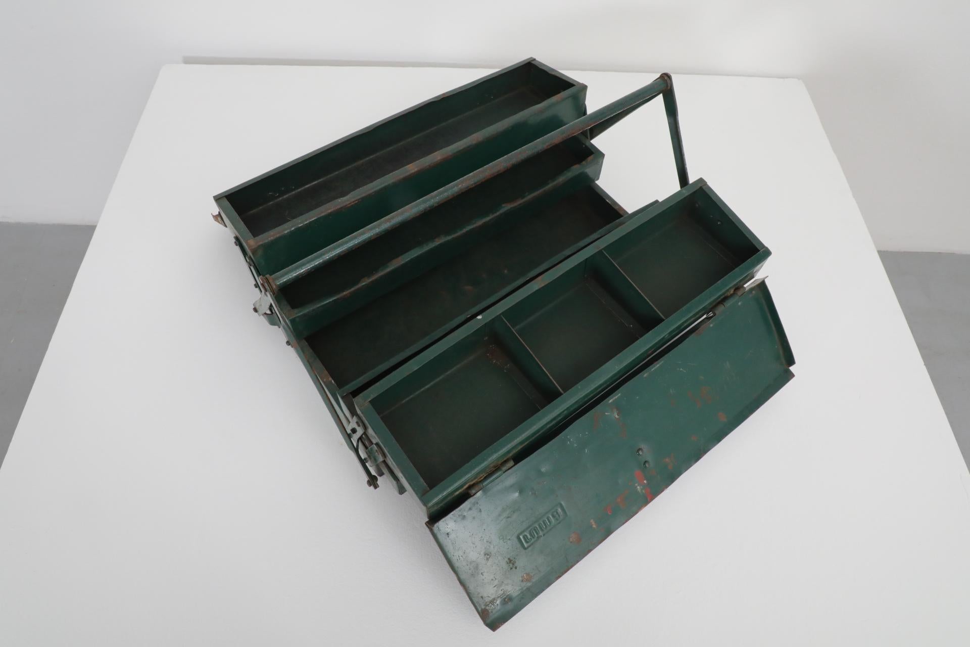 20th Century Vintage Dark Green Tool or Tackle Box