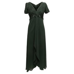 Vintage Dark Green Valentino Silk Gown Size US 10