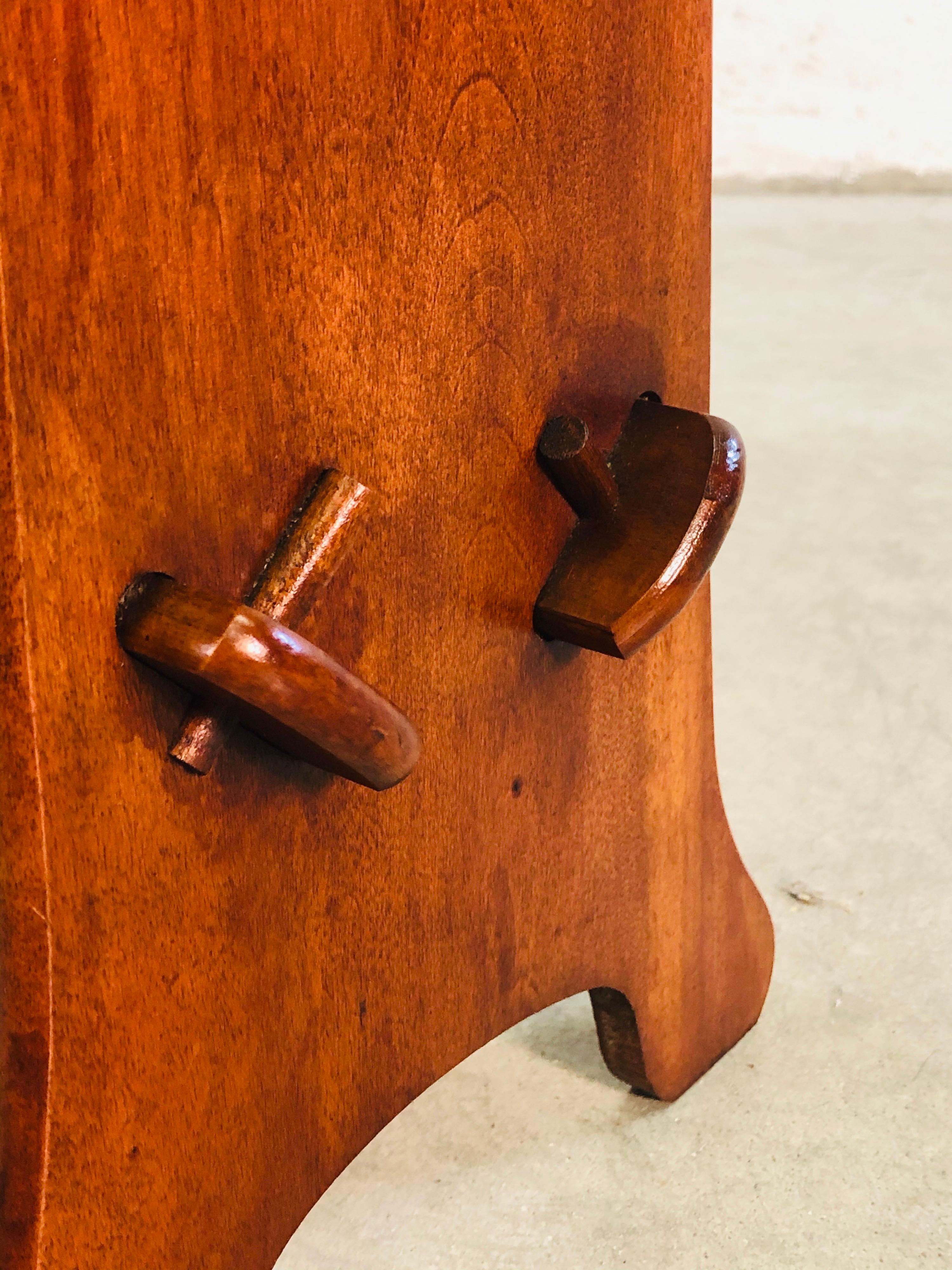 Mid-Century Modern Vintage Dark Maple Wood Side Table with Book Shelf