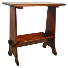 Vintage Dark Maple Wood Side Table with Book Shelf