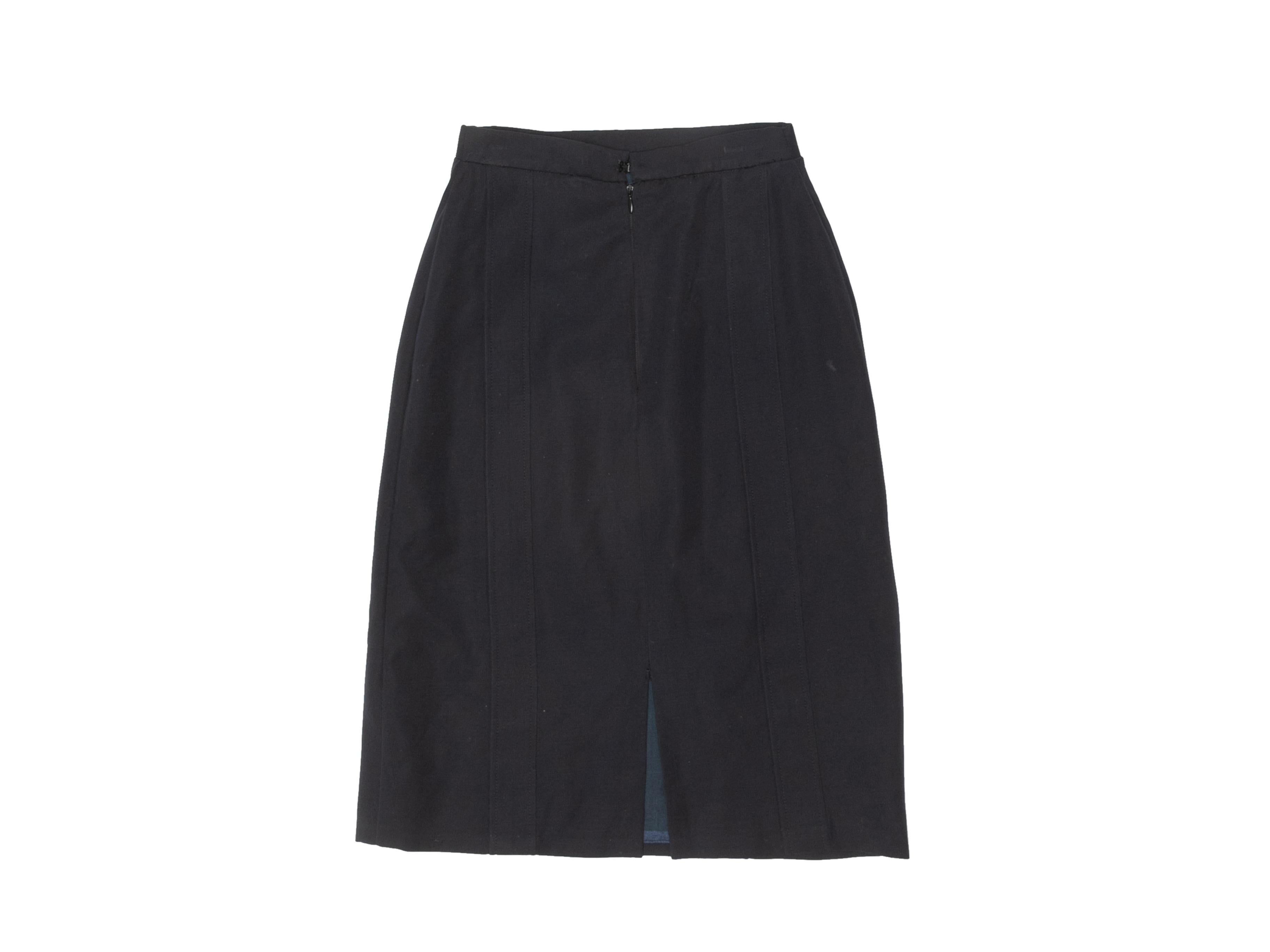 Women's Vintage Dark Navy Chanel Boutique Wool Skirt