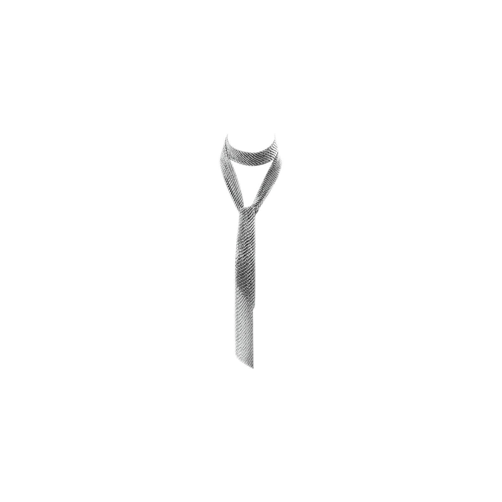 Vintage Dark Silver Metal Mesh Wrap Tie Necklace Lariat Circa 1980s For Sale 1