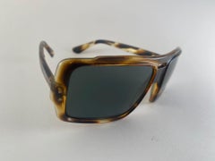 Vintage Dark Tortoise Oversized Rectangular 1970'S France Sunglasses