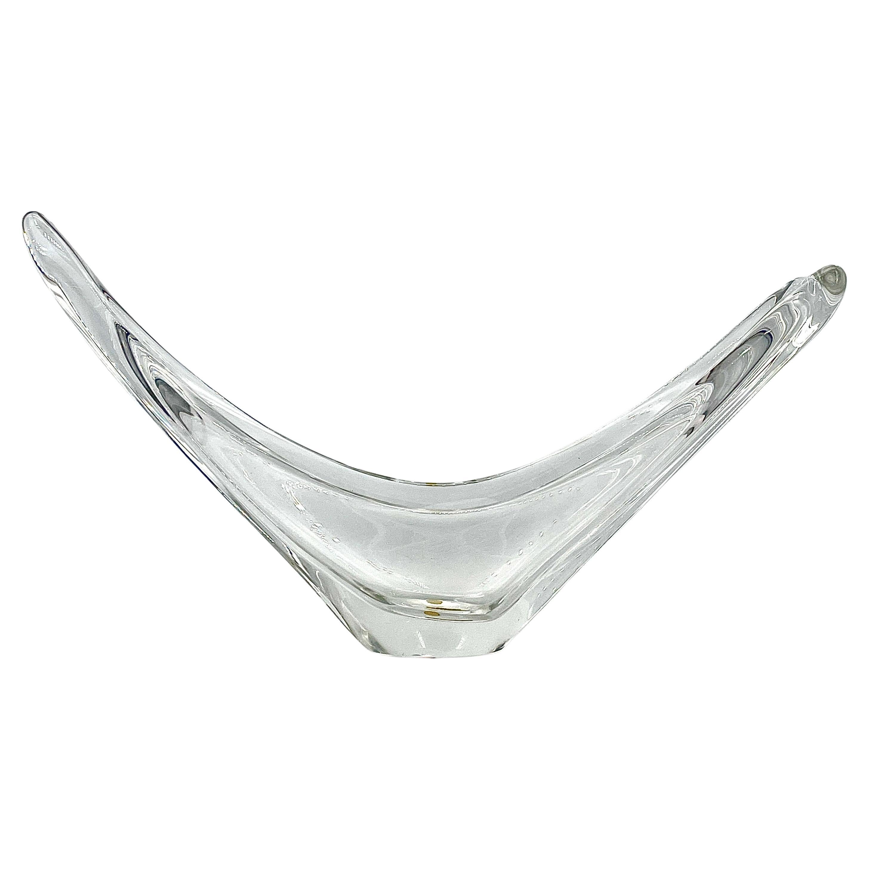 Vintage Daum Crystal Art Glass Swallowtail Bowl Mid-Century Centerpiece (Centre de table)