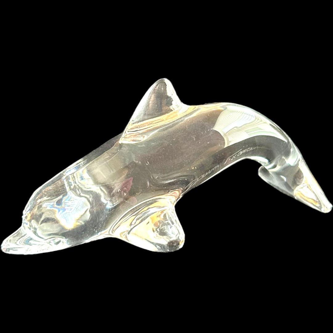 Sculpture vintage en cristal de Daum représentant un dauphin Bon état - En vente à Naples, FL