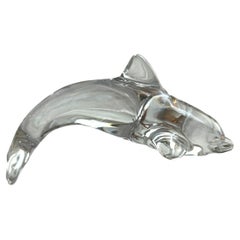 Vintage Daum Crystal Dolphin Sculpture