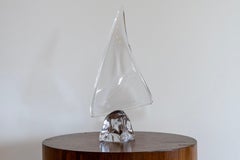 Vintage Daum Crystal Sailboat Sculpture, Signed, circa 1970s