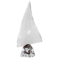 Vintage Daum Crystal Sailboat Sculpture, Signed, circa 1970s