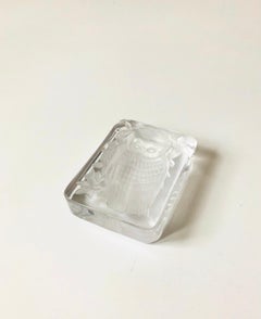 Vintage Daum France Crystal Owl Paperweight