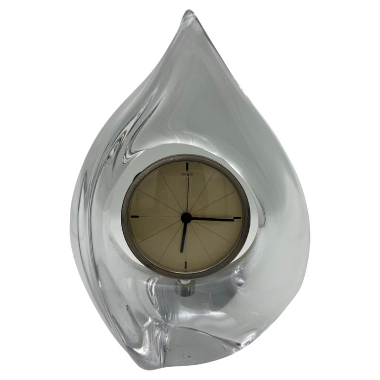 Vintage Daum France Crystal Quartz Clock For Sale at 1stDibs