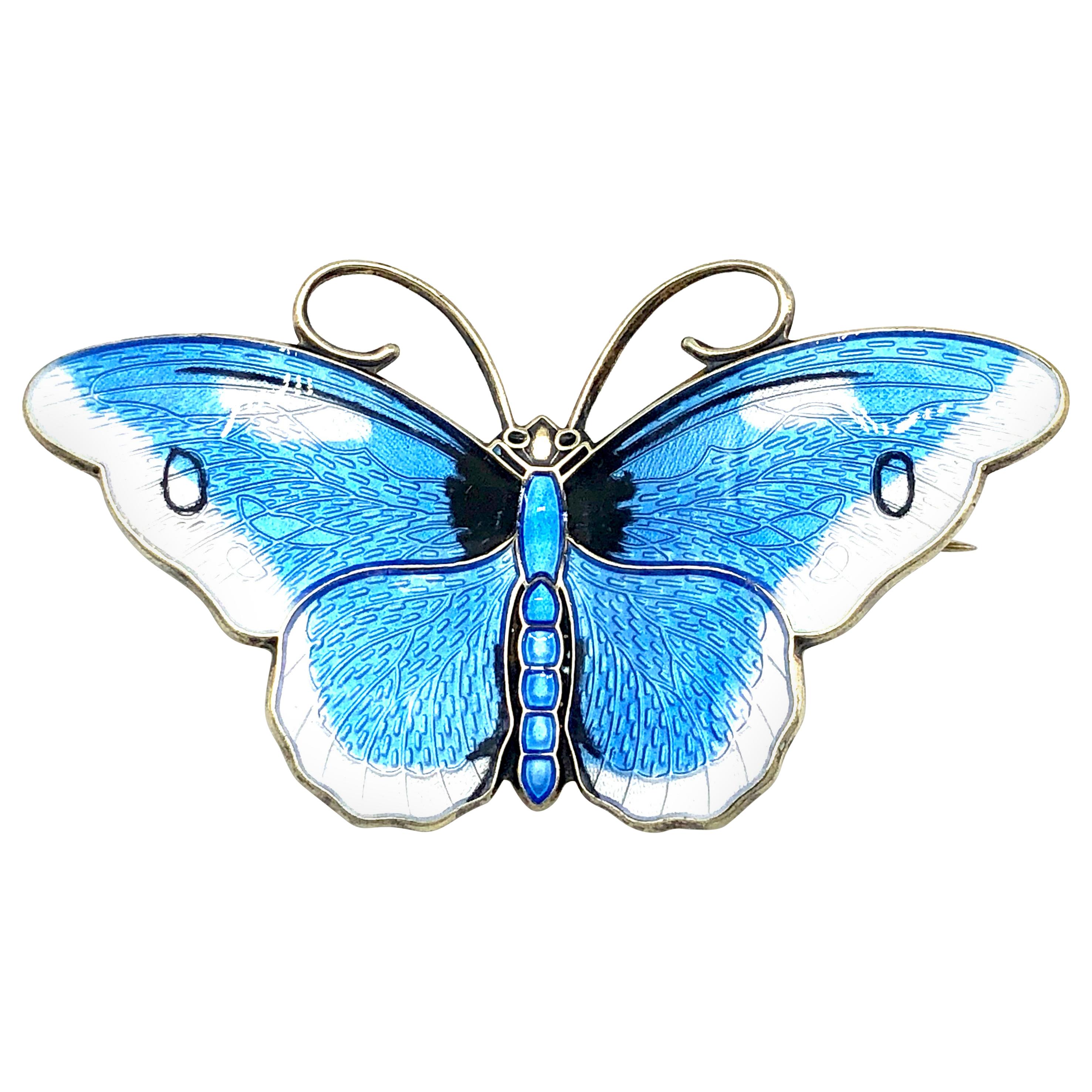Vintage David Andersen Norway Butterfly Enamel Sterling Silver Brooch