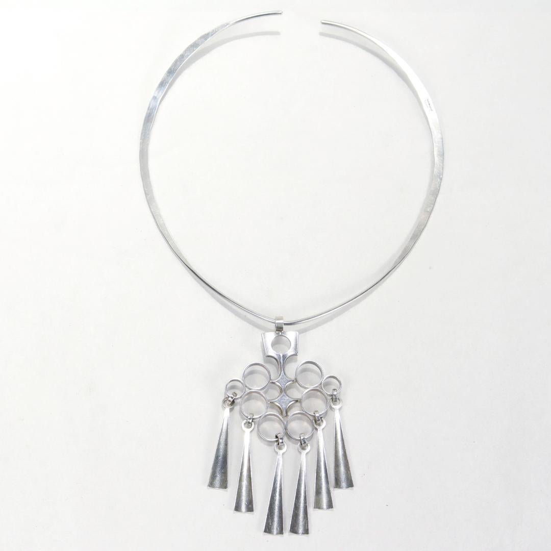 Vintage David Andersen Sterling Silver Modernist Pendant Necklace For Sale 6