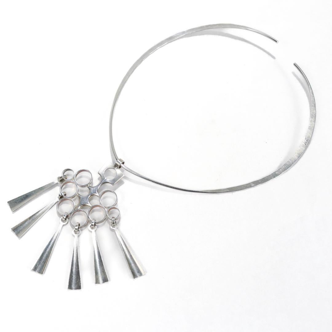 Vintage David Andersen Sterling Silver Modernist Pendant Necklace For Sale 7