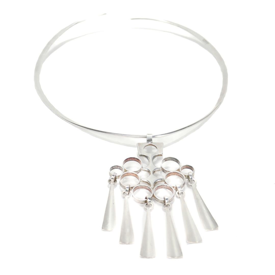 Vintage David Andersen Sterling Silver Modernist Pendant Necklace For Sale 5