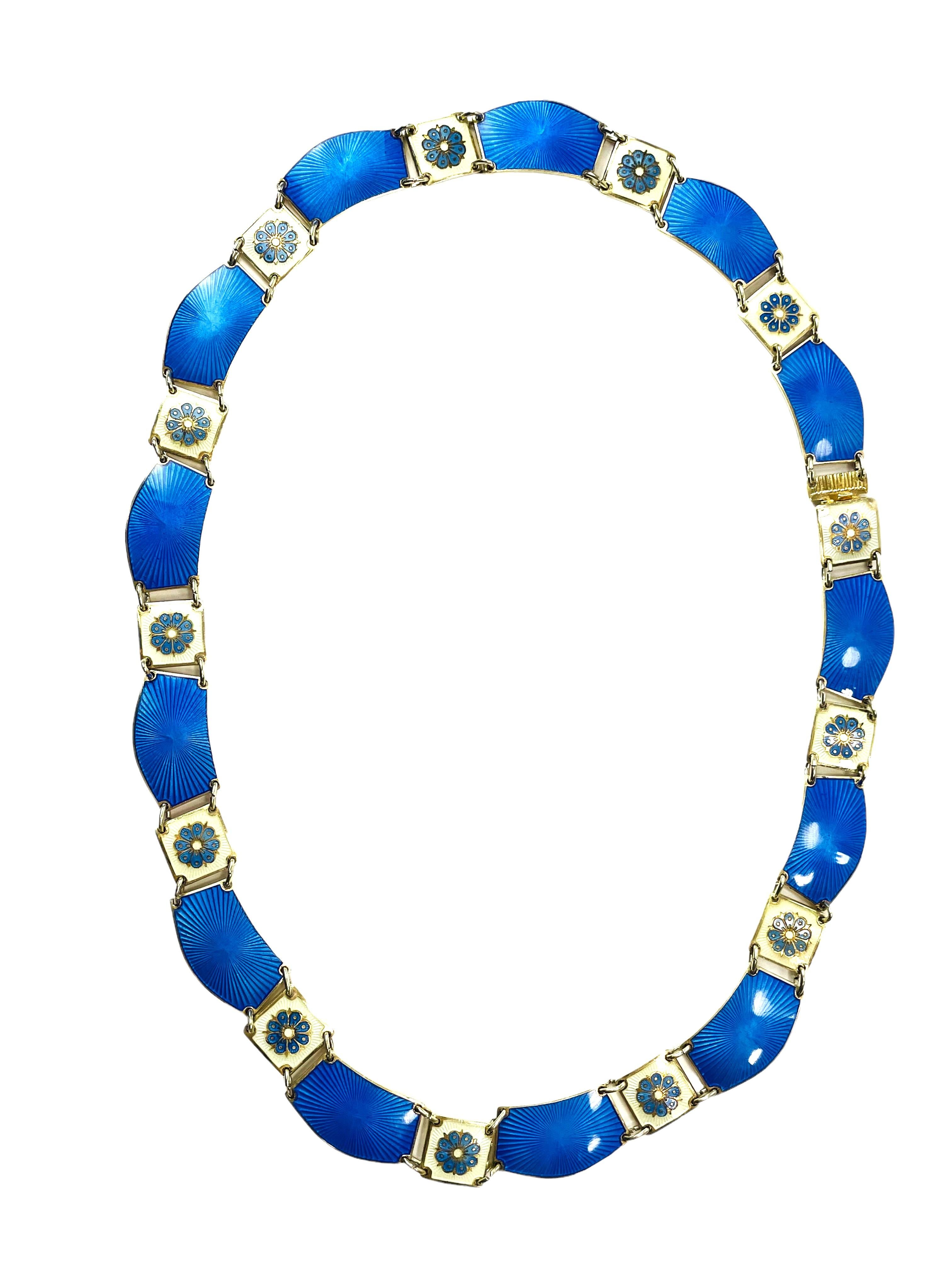 Vintage David Anderson Norwegian Sterling & Guilloche Enamel Necklace 4