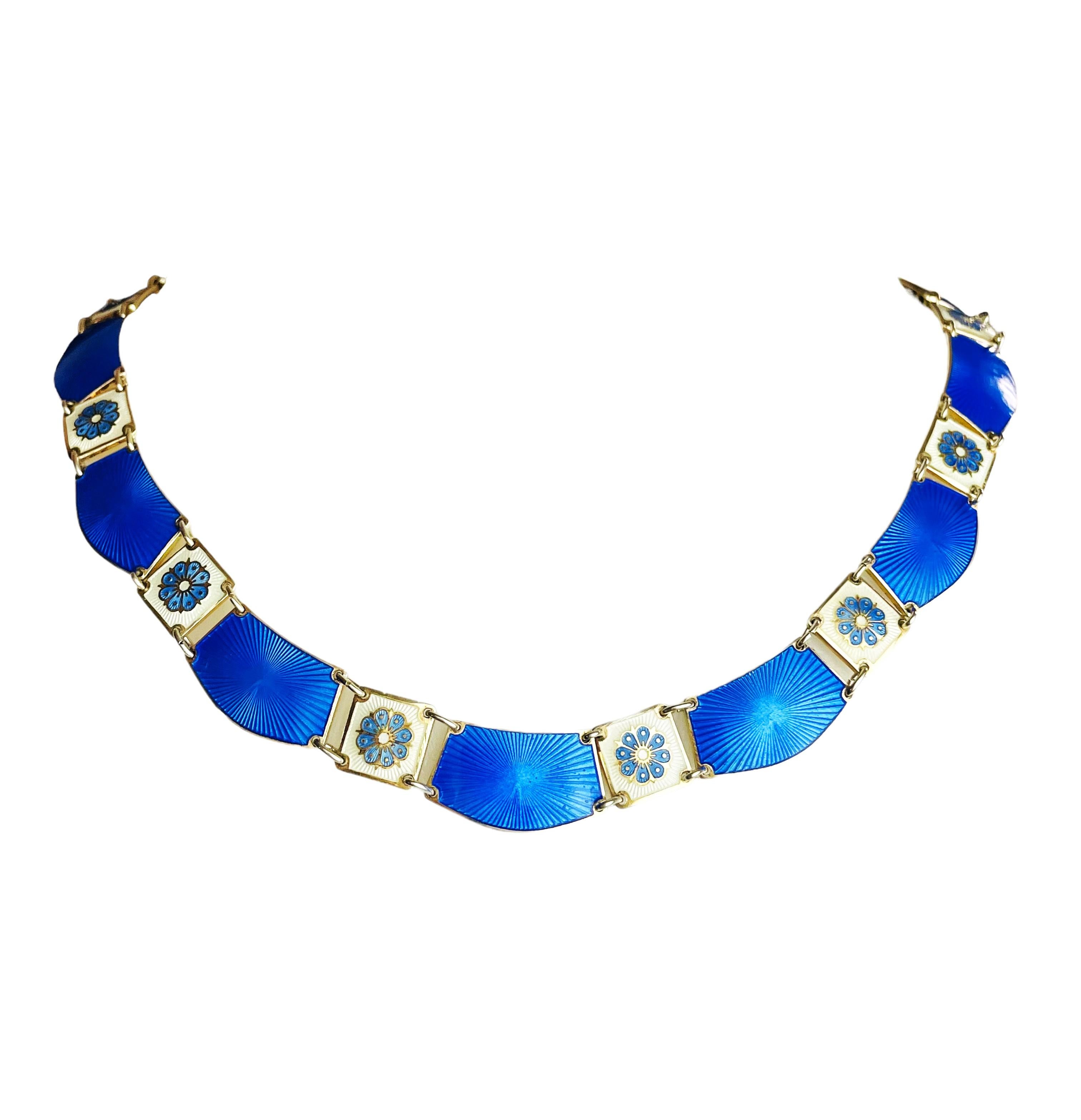 Vintage David Anderson Norwegian Sterling & Guilloche Enamel Necklace 5