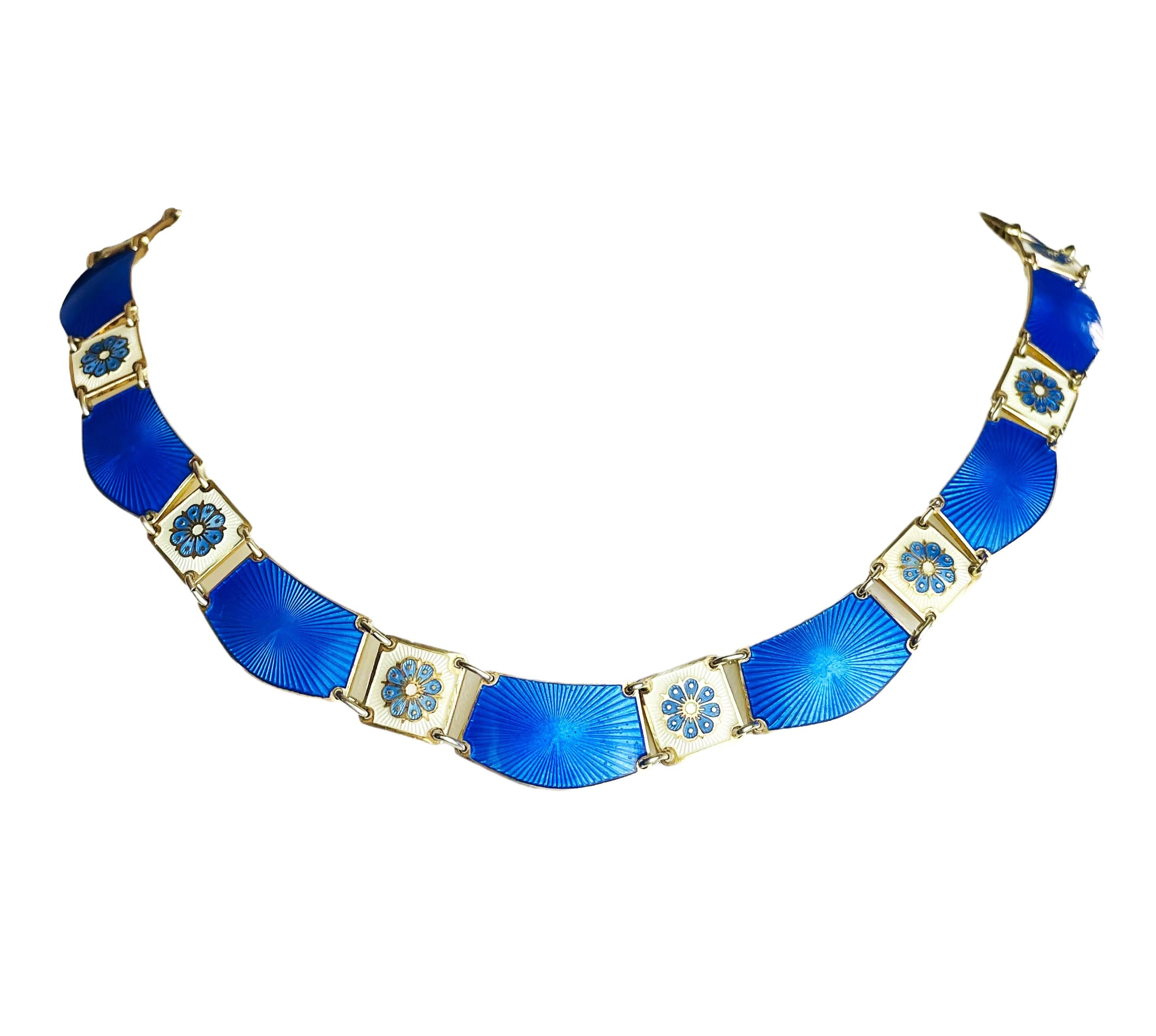Vintage David Anderson Norwegian Sterling & Guilloche Enamel Necklace 6