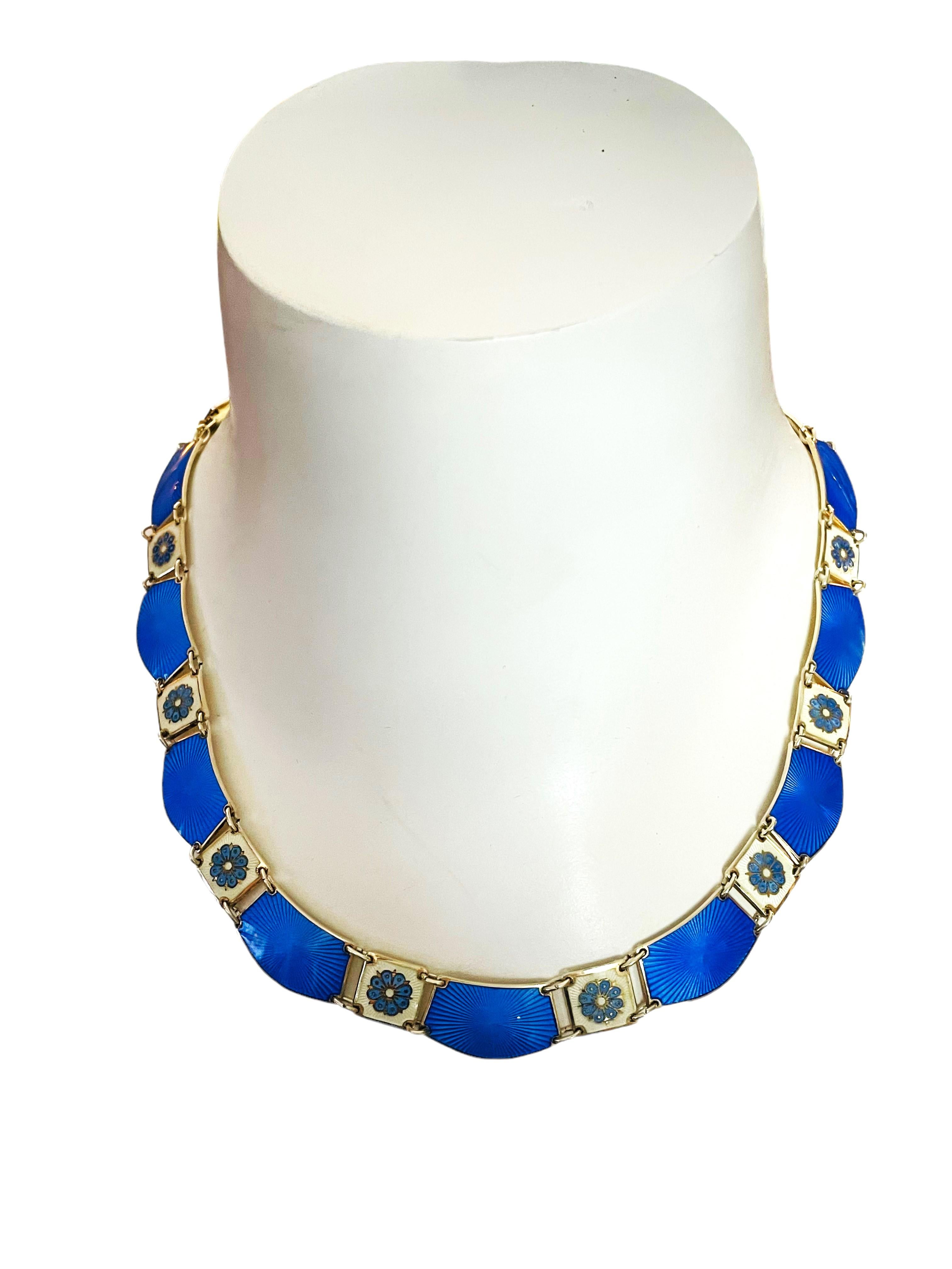 Vintage David Anderson Norwegian Sterling & Guilloche Enamel Necklace 7