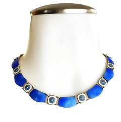 Vintage David Anderson Norwegian Sterling & Guilloche Enamel Necklace