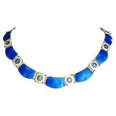 Vintage David Anderson Norwegian Sterling & Guilloche Enamel Necklace