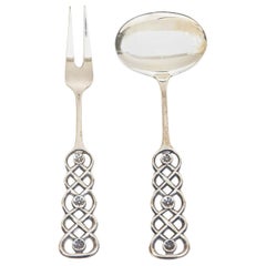 Vintage David Anderson Sterling Silver Serving Pieces Ringbu Pattern Pair Of