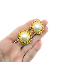Vintage David Grau Galleried Pearl Earrings 1980