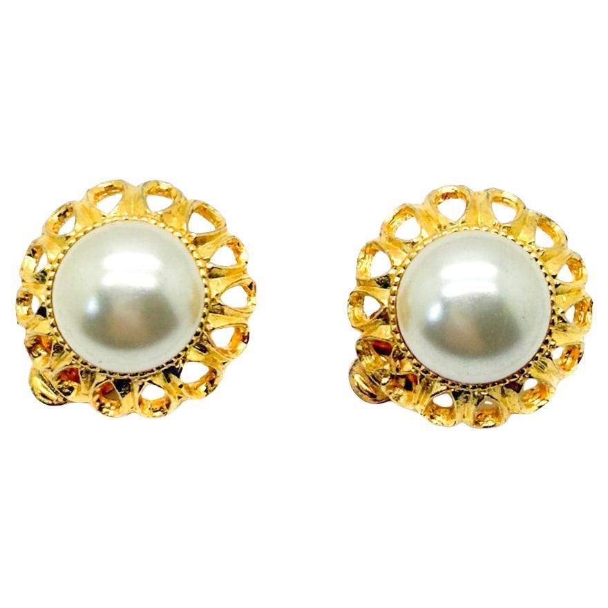 Orecchini di perle vintage David Grau Galleried 1980s