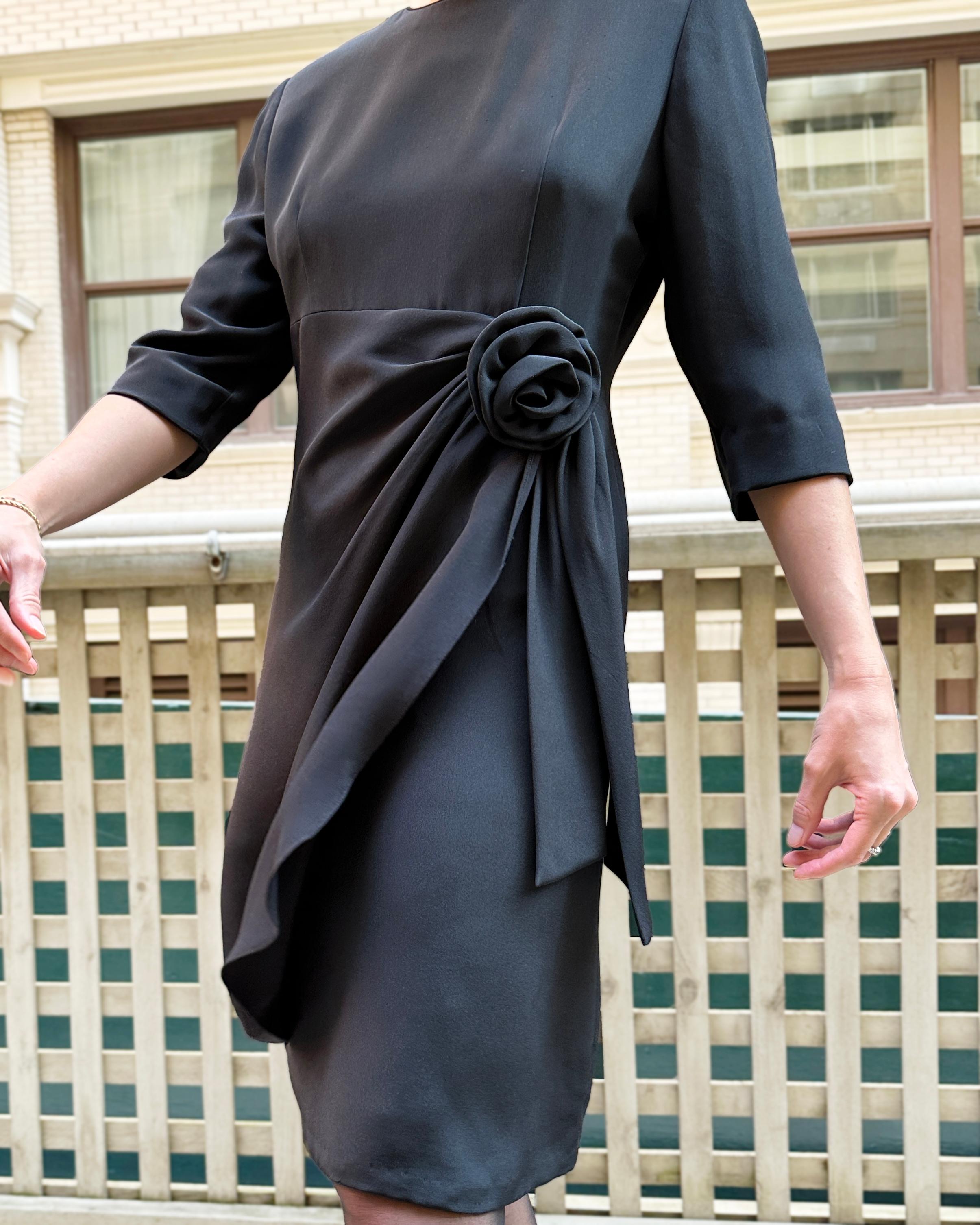 Vintage David Hayes Black Cocktail Dress In Excellent Condition For Sale In New York, NY