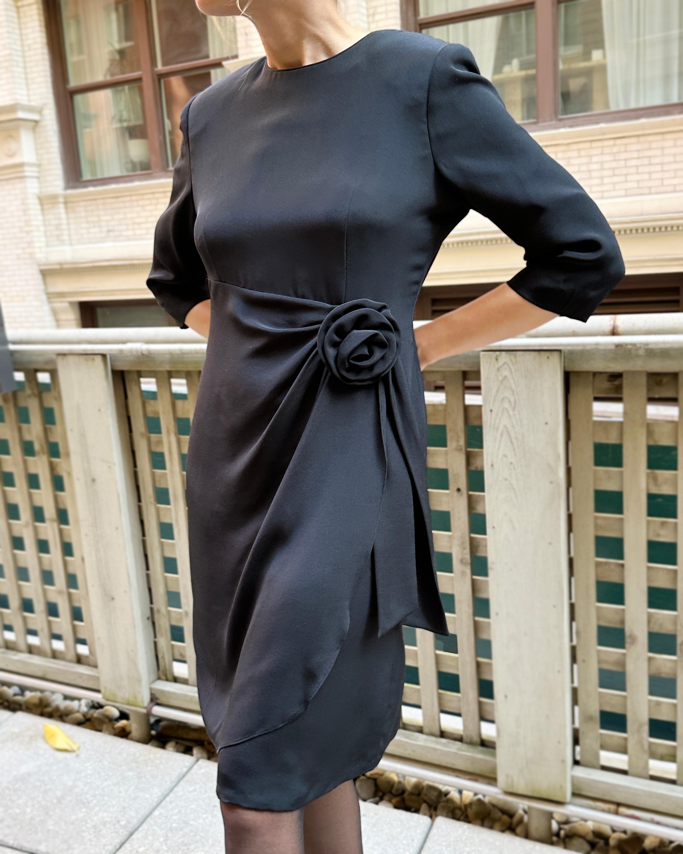 Vintage David Hayes Black Cocktail Dress For Sale 3