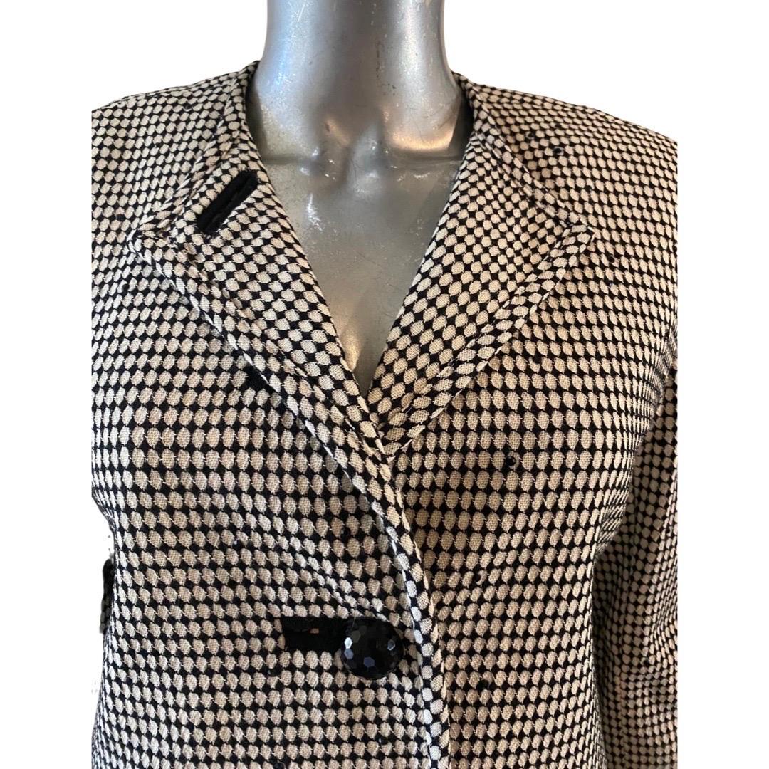 Vintage David Hayes Custom Made  Black & White Beaded Suit Size 8  For Sale 2