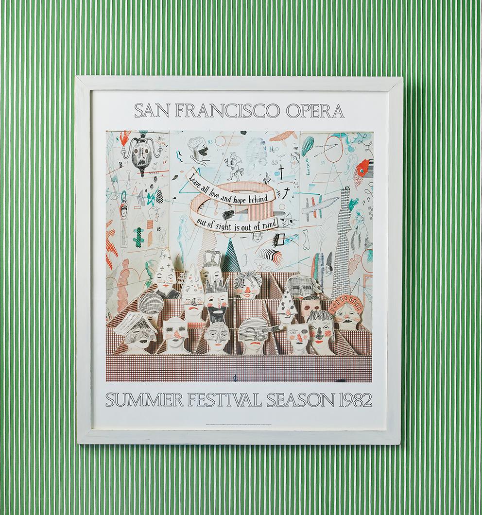 David Hockney
USA, 1982

“San Francisco Opera”. Vintage exhibition poster.

H 105 x W 93 x D 2 cm.
