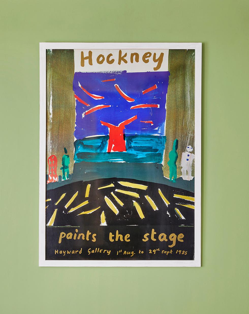 After David Hockney
United Kingdom, 1985

Large vintage exhibition poster in frame.

This poster was created for the important Hockney Paints the Stage exhibition at the Hayward Gallery, London in 1985.

Size: H 150 x W 110 cm.